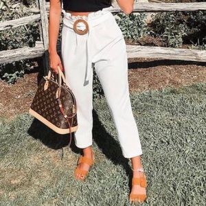 White Paperbag Waist Pants